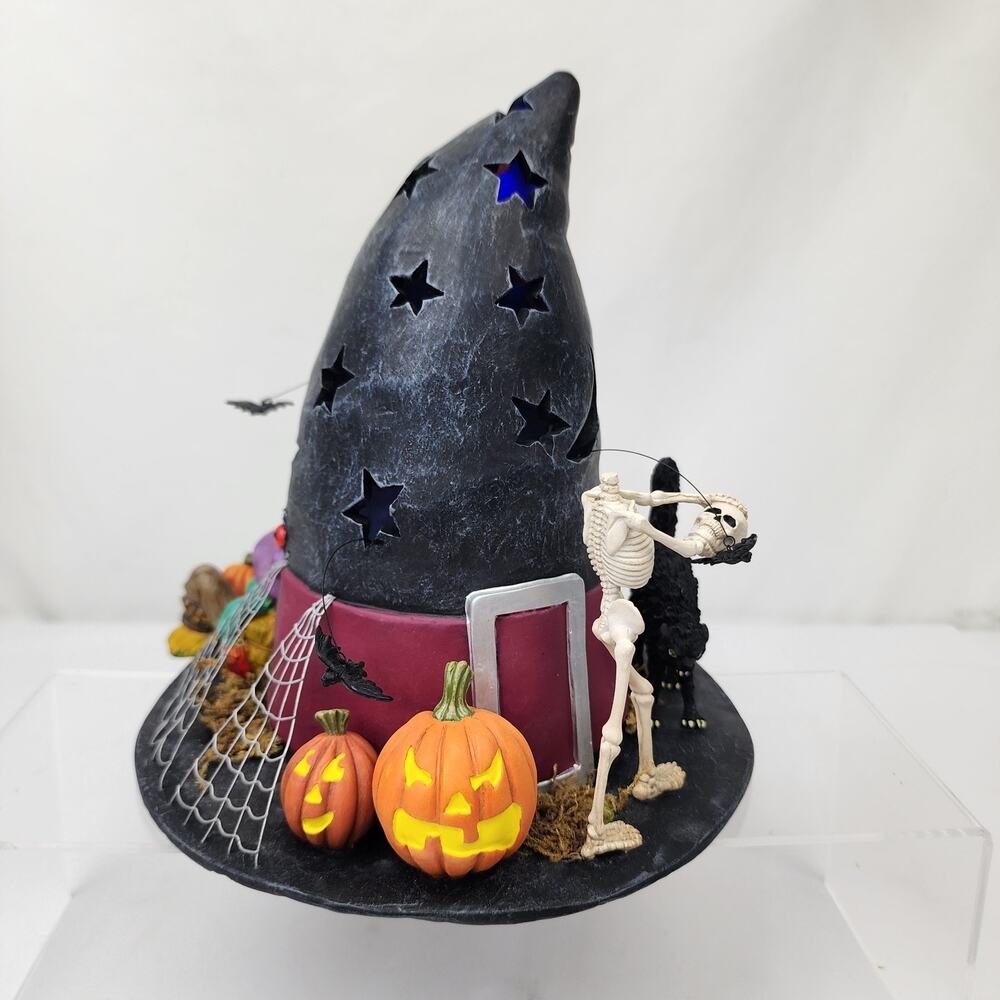 Dept. 56 Accents Halloween Witch's Hat Scene Spooky IOB Works New Batteries Inst